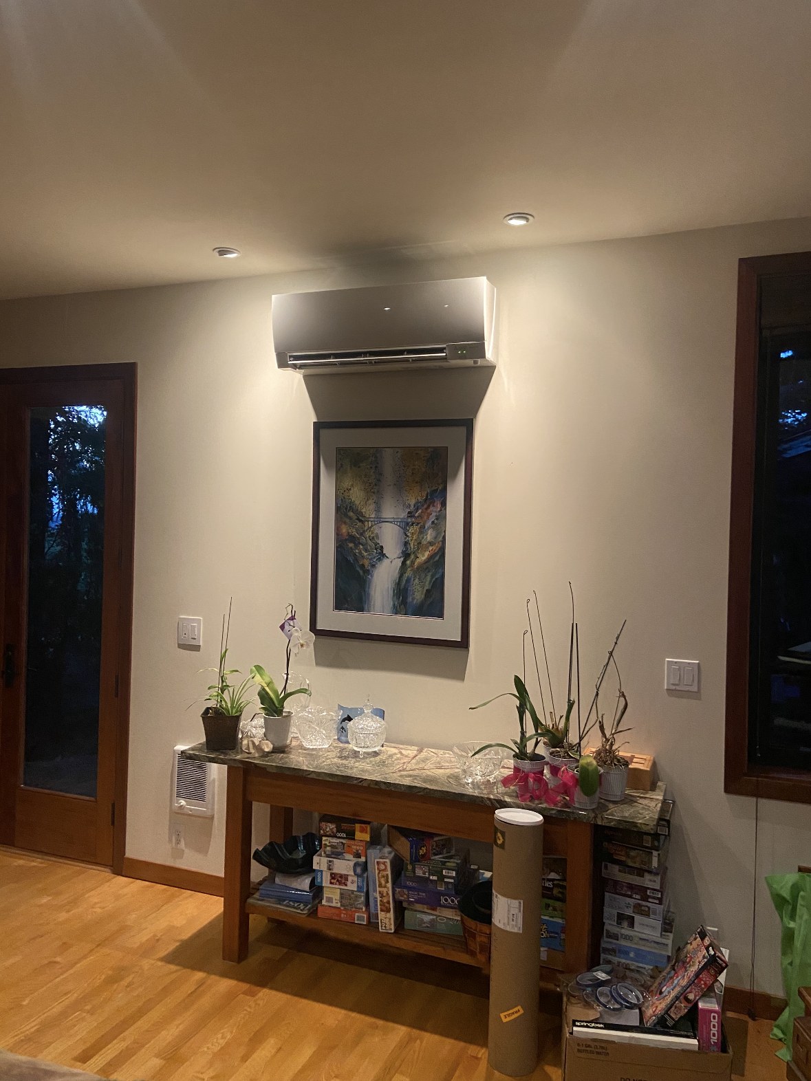 Mitsubishi Electric ductless wall-mounted indoor unit installed in a finished living space near Everett, WA